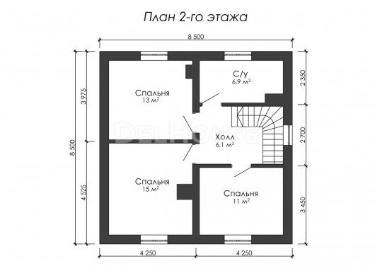 Проект ДГ008 - планировка 2 этажа