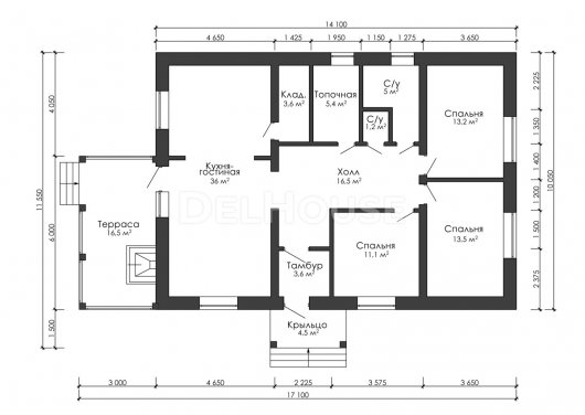 Проект ДГ009 - планировка 1 этажа