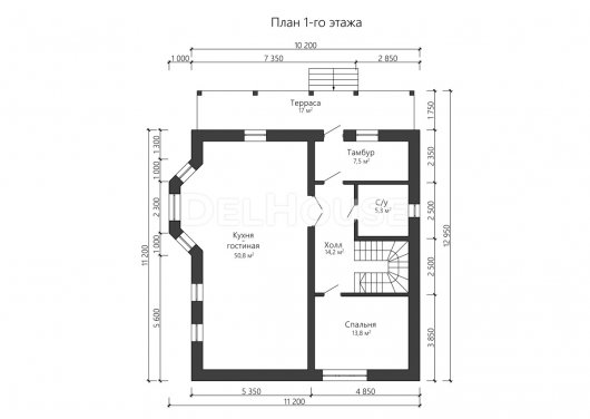 Проект ДГ011 - планировка 1 этажа