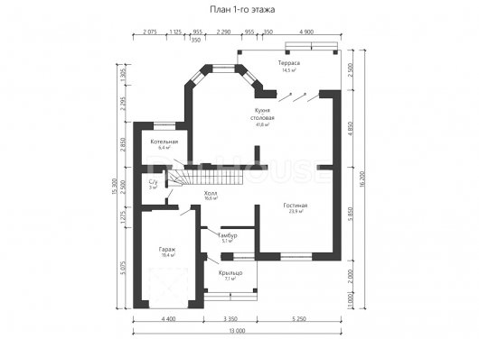 Проект ДГ012 - планировка 1 этажа