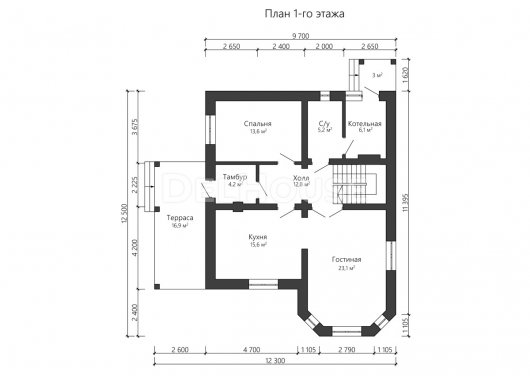 Проект ДГ013 - планировка 1 этажа