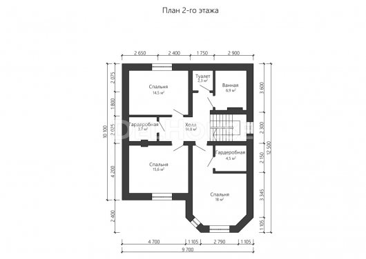 Проект ДГ013 - планировка 2 этажа