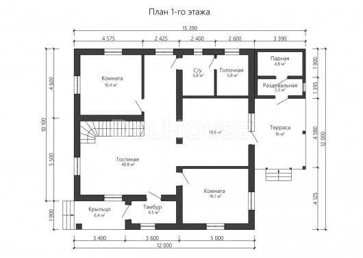 Проект ДГ015 - планировка 1 этажа