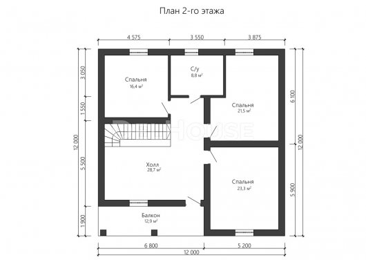 Проект ДГ015 - планировка 2 этажа