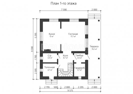Проект ДГ016 - планировка 1 этажа