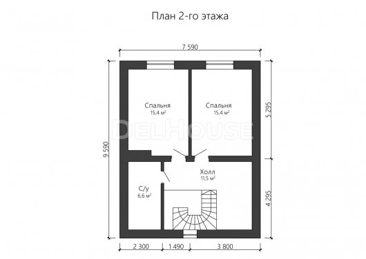 Проект ДГ016 - планировка 2 этажа