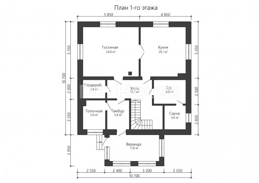 Проект ДГ017 - планировка 1 этажа