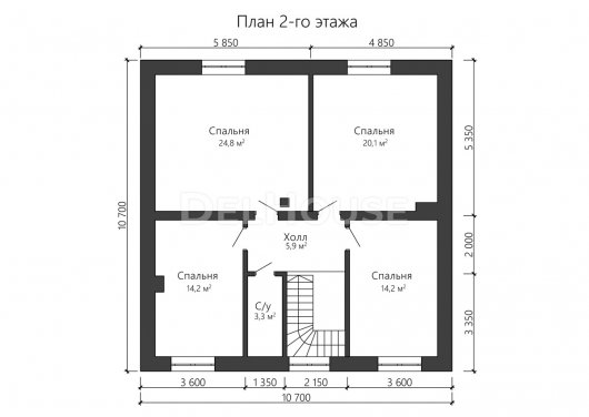 Проект ДГ017 - планировка 2 этажа