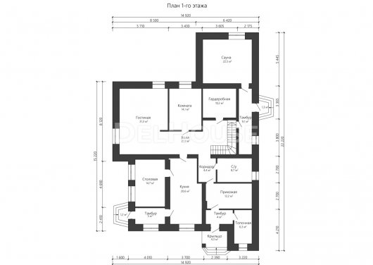 Проект ДГ019 - планировка 1 этажа