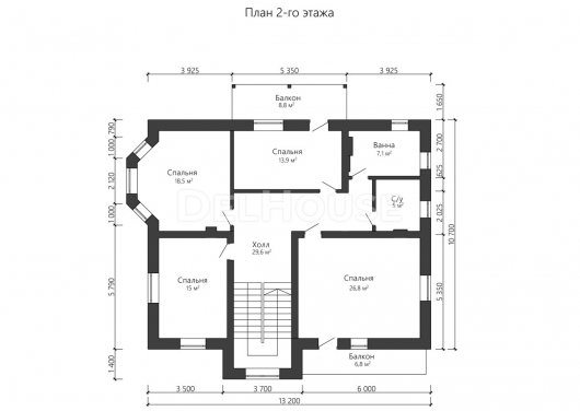 Проект ДГ020 - планировка 2 этажа
