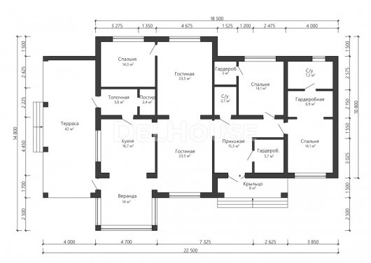 Проект ДГ021 - планировка 1 этажа