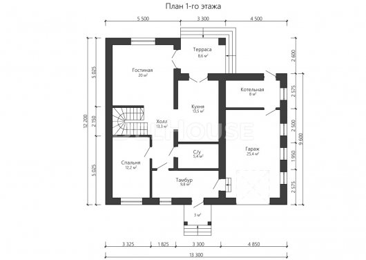 Проект ДГ022 - планировка 1 этажа