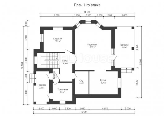 Проект ДГ025 - планировка 1 этажа