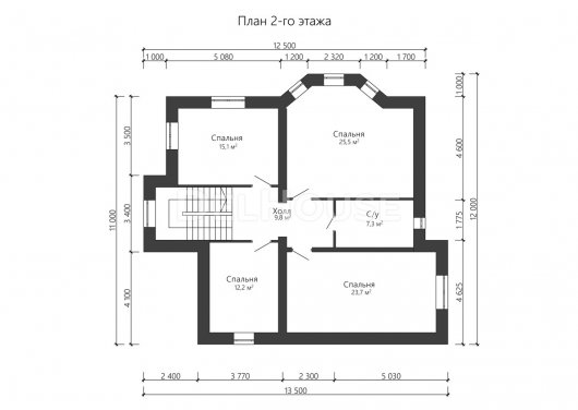 Проект ДГ025 - планировка 2 этажа