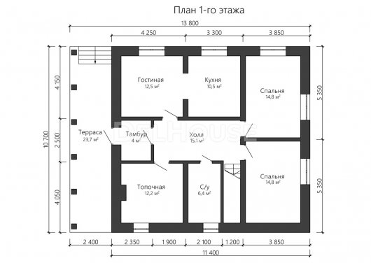 Проект ДГ026 - планировка 1 этажа