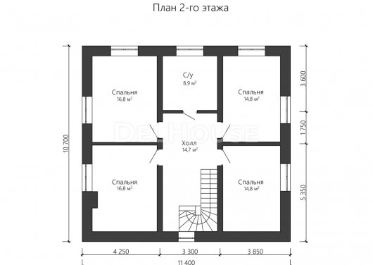 Проект ДГ026 - планировка 2 этажа