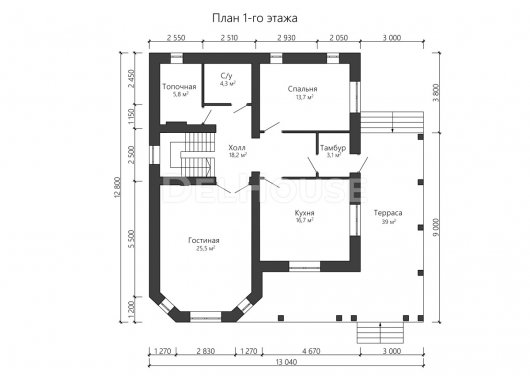 Проект ДГ027 - планировка 1 этажа