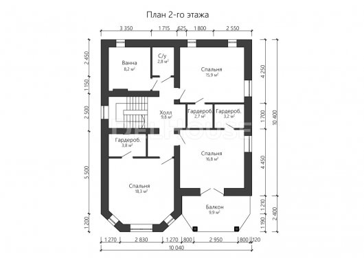 Проект ДГ027 - планировка 2 этажа