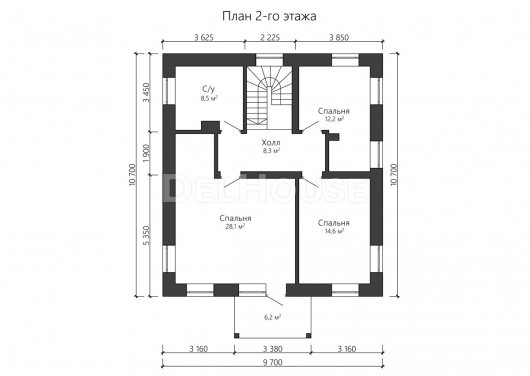 Проект ДГ029 - планировка 2 этажа