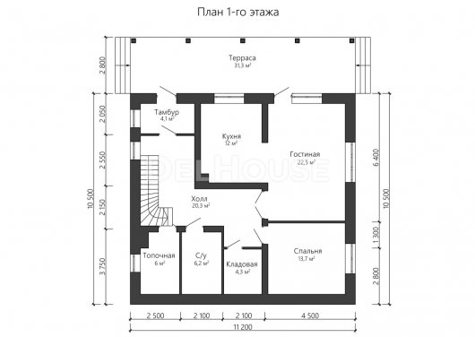 Проект ДГ030 - планировка 1 этажа