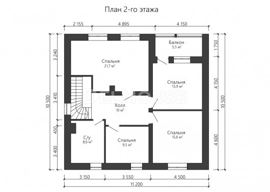 Проект ДГ030 - планировка 2 этажа