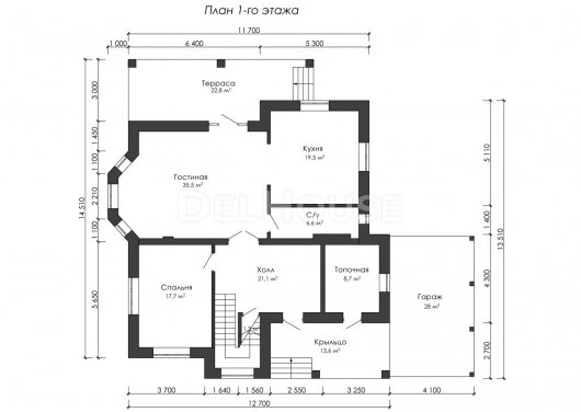 Проект ДГ031 - планировка 1 этажа