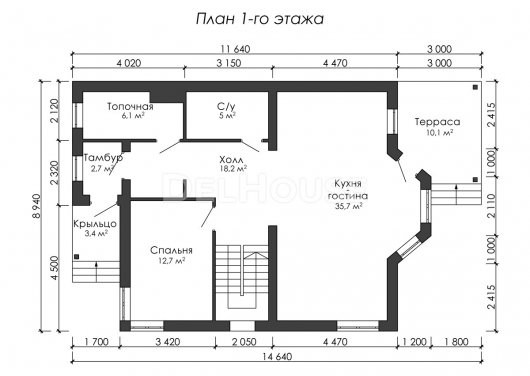 Проект ДГ033 - планировка 1 этажа