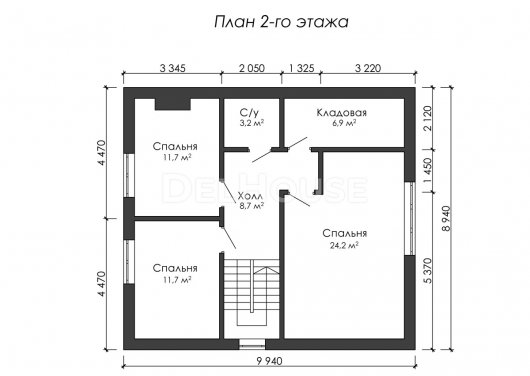 Проект ДГ033 - планировка 2 этажа