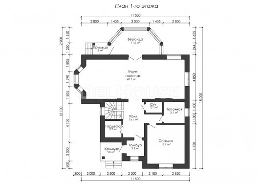 Проект ДГ035 - планировка 1 этажа