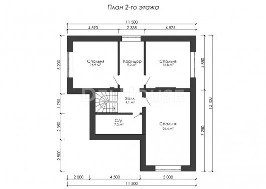 Проект ДГ035 - планировка 2 этажа