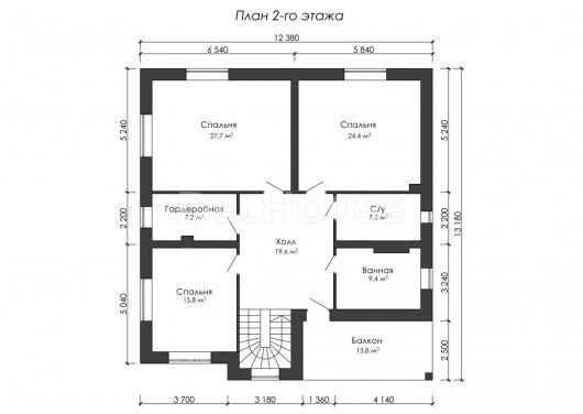 Проект ДГ036 - планировка 2 этажа
