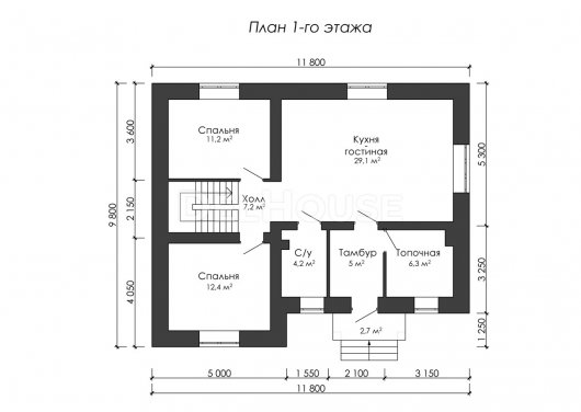 Проект ДГ037 - планировка 1 этажа
