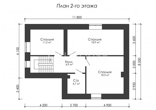 Проект ДГ037 - планировка 2 этажа