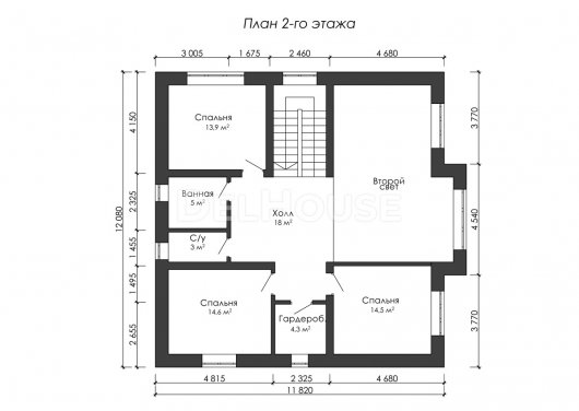 Проект ДГ041 - планировка 2 этажа