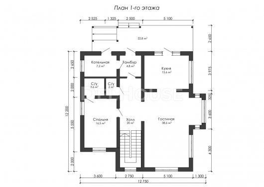 Проект ДГ042 - планировка 1 этажа