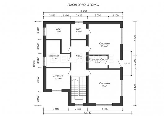 Проект ДГ042 - планировка 2 этажа