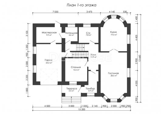 Проект ДГ044 - планировка 1 этажа