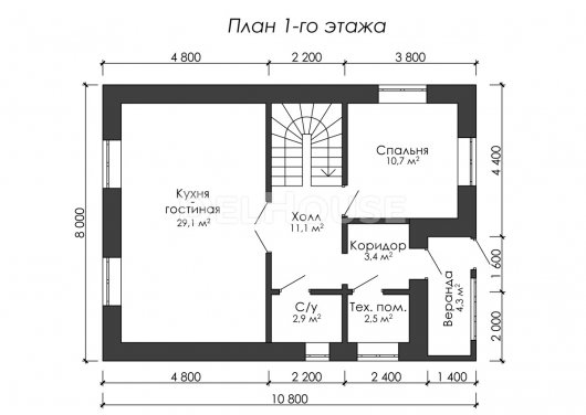 Проект ДГ045 - планировка 1 этажа