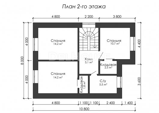 Проект ДГ045 - планировка 2 этажа