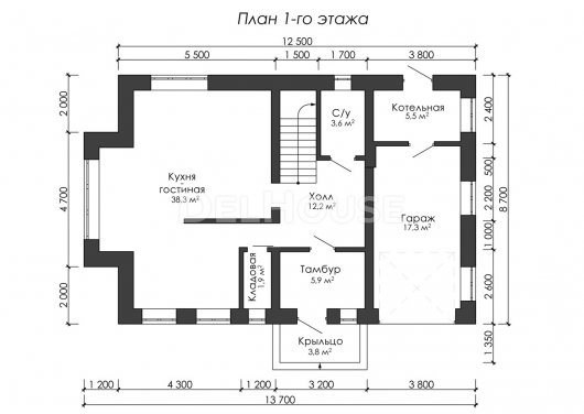 Проект ДГ047 - планировка 1 этажа