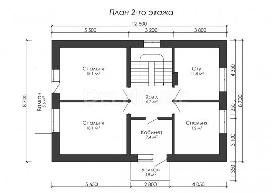 Проект ДГ047 - планировка 2 этажа