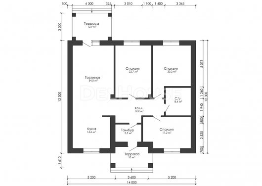 Проект ДГ048 - планировка 1 этажа