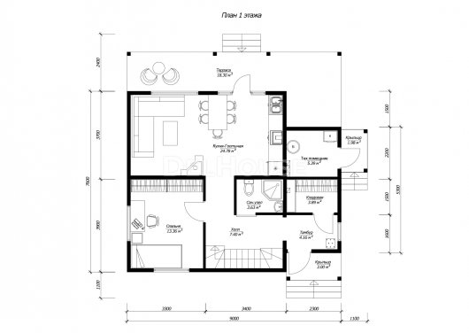 ДГ051 - планировка 1 этажа