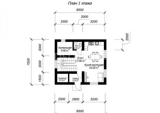 ДГ054 - планировка 1 этажа