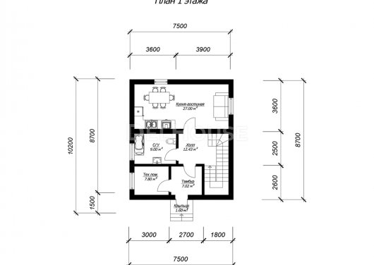 ДГ056 - планировка 1 этажа