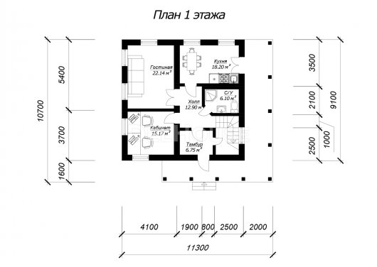 ДГ077 - планировка 1 этажа