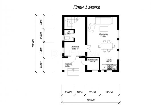 ДГ080 - планировка 1 этажа