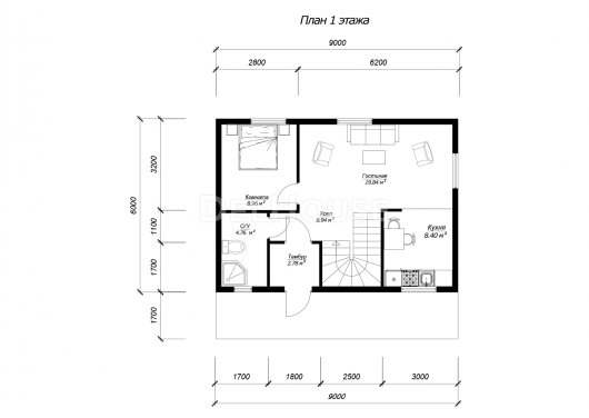 ДГ082 - планировка 1 этажа