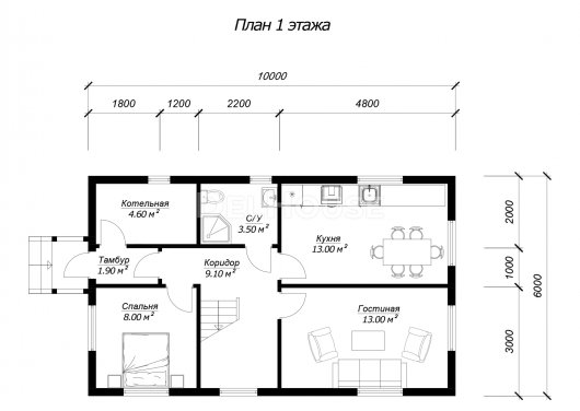 ДГ090 - планировка 1 этажа