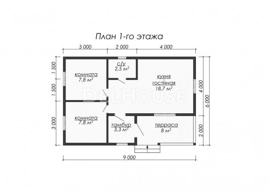 Проект ДК013 - планировка 1 этажа
